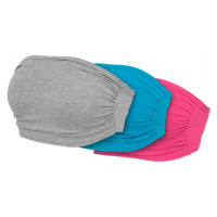 Ladies Bandeau Top 3-Pack - grey+turquoise+fuchsia