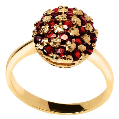 Zlatý prsten ze 14kt zlata s Granátem Planet Shop