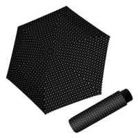 Derby Micro Alu Dots - dámský/dětský skládací deštník, černá, puntík černá