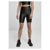 Ladies Highwaist Shiny Metallic Cycle Shorts - black
