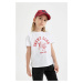 DEFACTO Girl's Printed Short Sleeve T-Shirt