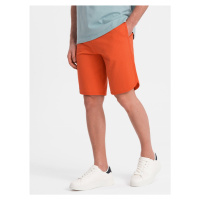 Men's rounded leg sweat shorts - orange V5 OM-SRSK-0105