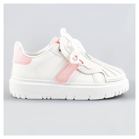 Bílo-růžové dámské sportovní boty se zakrytým šněrováním (RA2049) Fairy