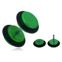Falešný plug do ucha, lesklá zelená akrylová kolečka