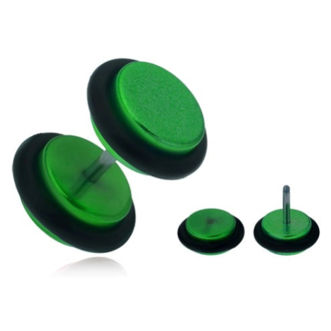 Falešný plug do ucha, lesklá zelená akrylová kolečka Šperky eshop