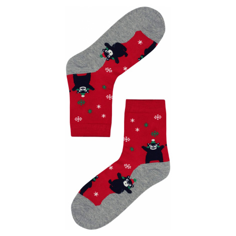 Happy Bear dámské ponožky vánoční motiv červená Aura.Via