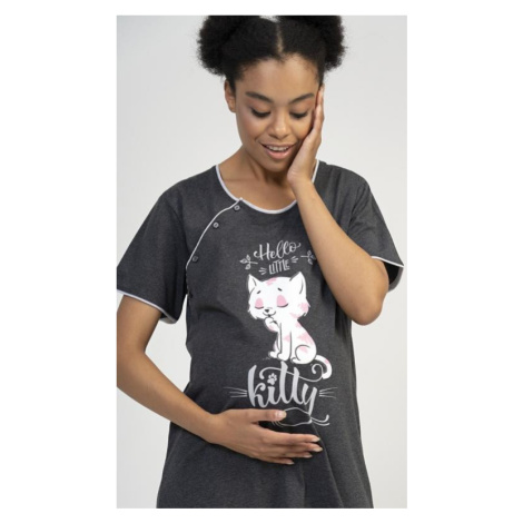 Dámská noční košile mateřská Vienetta Secret Little cat | světle růžová