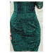 Dámské krajkové šaty v lahvově zelené barvě s dlouhými rukávy a s výstřihem 170-9