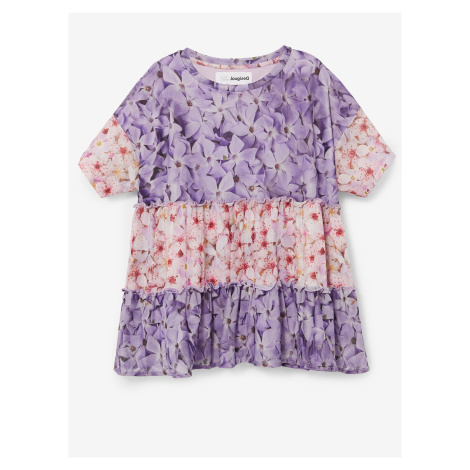 Světle fialové holčičí květované tričko Desigual Helm