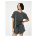 Koton Oversize T-Shirt Faded Effect Short Sleeve Crew Neck Cotton