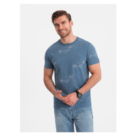 Ombre Clothing Modré tričko s písmeny V3 TSFP-0179