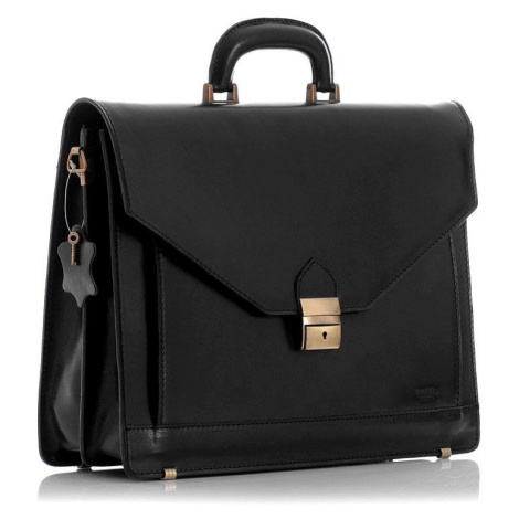 Černá kožená aktovka business pánská taška na notebook MARTINO Marco Mazzini handmade