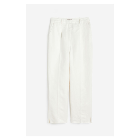 H & M - Elegantní kalhoty z lněné směsi - bílá H&M