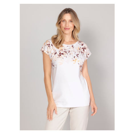 Tričko s květinovým vzorem Komplimente Přírodní bílá