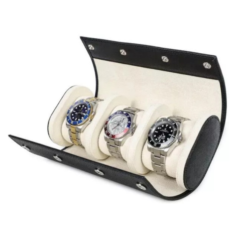 Contacts® Kožené pouzdro na 3 hodinky Saffiano Černé