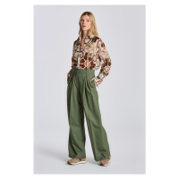 KALHOTY GANT D1. HW PLEATED WIDE PANTS zelená