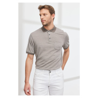 ALTINYILDIZ CLASSICS Men's Mink Comfort Fit Comfortable Cut Polo Neck Jacquard T-Shirt.