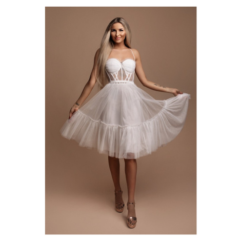 Eva & Lola Bílé tylové midi šaty