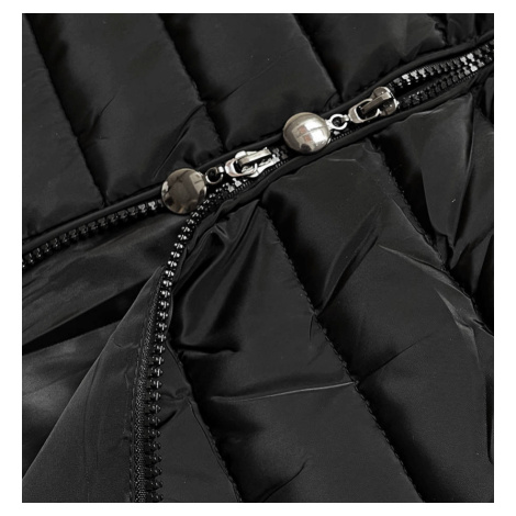 Černá prošívaná bunda s kapucí (L22-9865-1) MINORITY