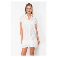 Trendyol White Mini Woven Ruffled 100% Cotton Beach Dress