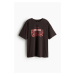 H & M - Oversized tričko's potiskem - hnědá