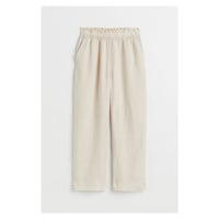 H & M - Lněné kalhoty ke kotníkům - béžová