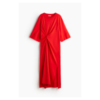 H & M - Tričkové šaty se stočeným detailem - červená