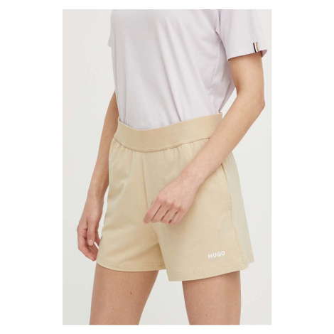 Šortky HUGO béžová barva, high waist, 50490596 Hugo Boss