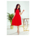 Červené midi šaty se skládanou sukní