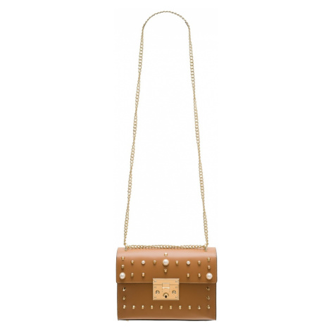 Dámská kožená crossbody kabelky s perličkami - coyo Glamorous