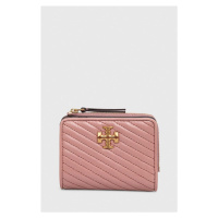 Kožená peněženka Tory Burch růžová barva