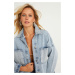 Cool & Sexy Women&#39;s Blue Stone Denim Jacket IS249