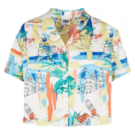 Dámská košile Urban Classics AOP Satin Resort - softyellowvacation