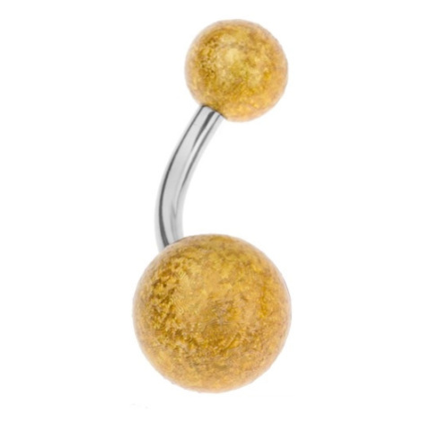 Akrylový piercing do bříška, kuličky s pískovaným povrchem zlaté barvy Šperky eshop