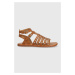 Dětské kožené sandály Calvin Klein hnědá barva