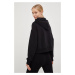 Mikina New Balance dámská, černá barva, s kapucí, s potiskem