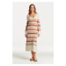 ŠATY GANT MULTI STRIPE C-NECK DRESS PUMPKIN ORANGE