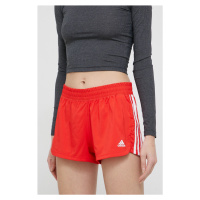 Sportovní šortky adidas Performance HD9588 dámské, červená barva, hladké, high waist