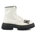 Kotníková obuv marni track sole logo leather lace up ankle boots bílá