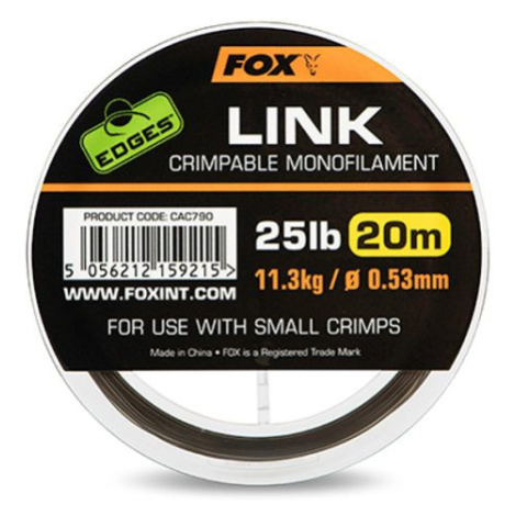 Fox Vlasec Link Trans Khaki Mono 20m - 25lb/0.53mm