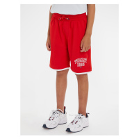 Červené klučičí kraťasy Tommy Hilfiger Tommy Varsity Sweatshorts - Kluci