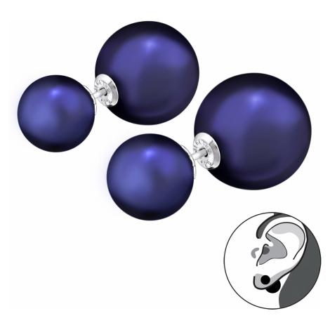 OLIVIE Stříbrné dvojité náušnice NIGHT BLUE 3215