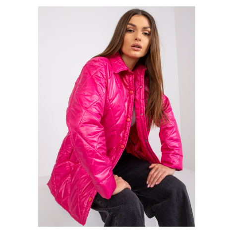 Fuchsiová prošívaná lesklá bunda Kelly --fuchsia pink Tmavě růžová Rue Paris