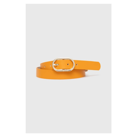 Kožený pásek Tommy Hilfiger dámský, oranžová barva, AW0AW16189