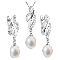 Evolution Group Luxusní stříbrná souprava s pravými perlami Pavona 29021.1 (náušnice, řetízek, p