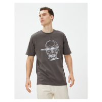 Koton Skull Embroidered T-Shirt Crew Neck Cotton Short Sleeve