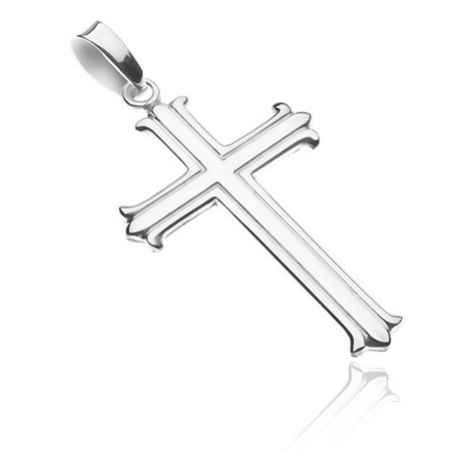 Stříbrný přívěsek 925 - kříž se zářezy a rozvětvenými cípy