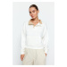 Trendyol Ecru Regular/Normal Fit Snap Stitch Detail High Neck Thick Knitted Sweatshirt