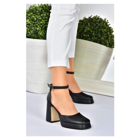 Fox Shoes Women's Black Thick Platform Heeled Shoes