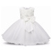 Svatební dívčí šaty s mašlí a 3D růžemi - Bílé